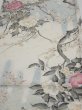 Photo1: 3B01z70  Japanese Kimono Silk  FABRIC Flowers Off-white 47.2x14.4 (1)