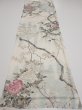 Photo5: 3B01z70  Japanese Kimono Silk  FABRIC Flowers Off-white 47.2x14.4 (5)