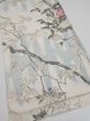 Photo2: 3B02z70  Japanese Kimono Silk  FABRIC Flowers Off-white 46.9x14.4 (2)