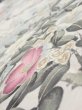 Photo4: 3B03z90  Japanese Kimono Silk  FABRIC Flowers Off-white 67.7x14.4 (4)