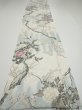 Photo5: 3B03z90  Japanese Kimono Silk  FABRIC Flowers Off-white 67.7x14.4 (5)