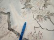 Photo6: 3B03z90  Japanese Kimono Silk  FABRIC Flowers Off-white 67.7x14.4 (6)