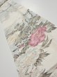 Photo1: 3B09z50  Japanese Kimono Silk  FABRIC Flowers Off-white 83.5x6.3 (1)