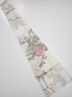 Photo5: 3B09z50  Japanese Kimono Silk  FABRIC Flowers Off-white 83.5x6.3 (5)