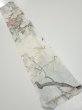 Photo1: 3B10z30  Japanese Kimono Silk  FABRIC Flowers Off-white 38.6x6.5 (1)