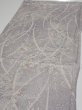 Photo3: 3B02z60  Japanese Kimono Silk  FABRIC Flower Light lavender gray 42.5x14.2 (3)