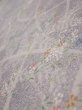 Photo4: 3B02z60  Japanese Kimono Silk  FABRIC Flower Light lavender gray 42.5x14.2 (4)