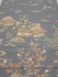 Photo1: 3B01z70  Japanese Kimono Silk  FABRIC Scenery Gray 46.9x14.0 (1)