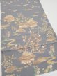 Photo2: 3B02z70  Japanese Kimono Silk  FABRIC Scenery Gray 46.9x14.2 (2)