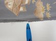 Photo6: 3B02z70  Japanese Kimono Silk  FABRIC Scenery Gray 46.9x14.2 (6)