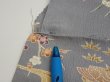 Photo7: 3B02z70  Japanese Kimono Silk  FABRIC Scenery Gray 46.9x14.2 (7)