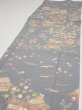 Photo3: 3B03z90  Japanese Kimono Silk  FABRIC Scenery Gray 65.0x13.8 (3)