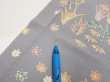 Photo6: 3B03z90  Japanese Kimono Silk  FABRIC Scenery Gray 65.0x13.8 (6)