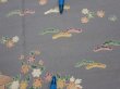 Photo6: 3B04z90  Japanese Kimono Silk  FABRIC Scenery Gray 65.4x13.8 (6)