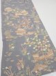 Photo2: 3B05z90  Japanese Kimono Silk  FABRIC Scenery Gray 64.6x14.0 (2)