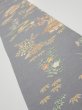 Photo1: 3B07z50  Japanese Kimono Silk  FABRIC Scenery Gray 59.1x6.9 (1)