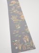 Photo2: 3B07z50  Japanese Kimono Silk  FABRIC Scenery Gray 59.1x6.9 (2)