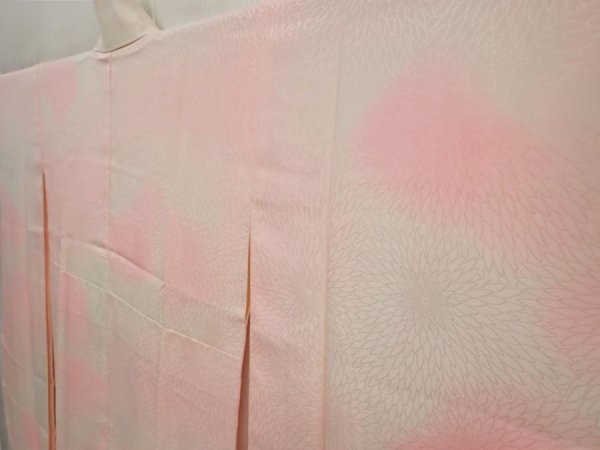 Photo2: 6616T01z690 Vintage Japanese Kimono Silk JUBAN Chrysanthemum Pink (2)
