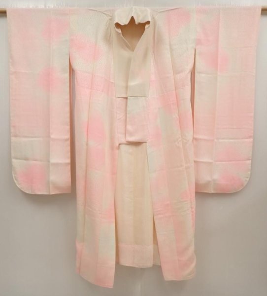 Photo8: 6616T01z690 Vintage Japanese Kimono Silk JUBAN Chrysanthemum Pink (8)