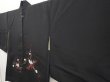 Photo2: 6616T02z550 Vintage Japanese Kimono Silk HAORI Flowers Black (2)