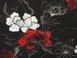 Photo4: 6616T02z550 Vintage Japanese Kimono Silk HAORI Flowers Black (4)