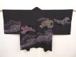 Photo1: 6616T04z550 Vintage Japanese Kimono Silk HAORI Chrysanthemum Black (1)
