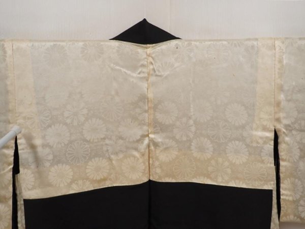 Photo8: 6616T04z550 Vintage Japanese Kimono Silk HAORI Chrysanthemum Black (8)