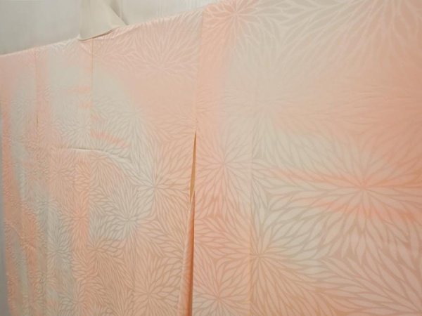 Photo2: 6616T05z640 Vintage Japanese Kimono Silk JUBAN Chrysanthemum Pink (2)