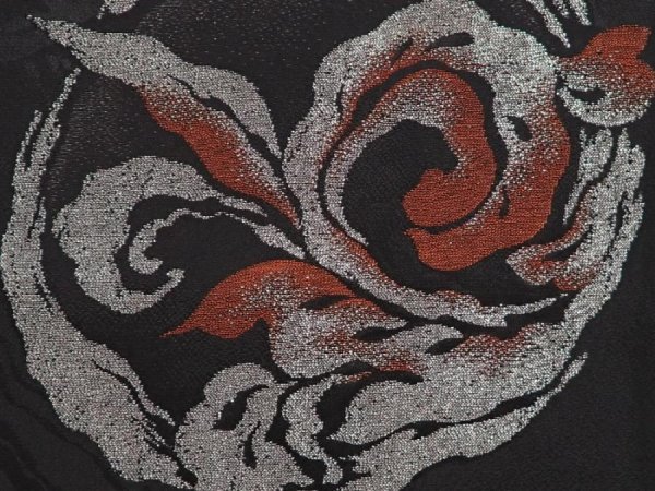 Photo4: 6616T06z610 Vintage Japanese Kimono Silk HAORI  Black (4)