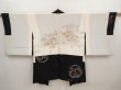 Photo7: 6616T06z610 Vintage Japanese Kimono Silk HAORI  Black (7)