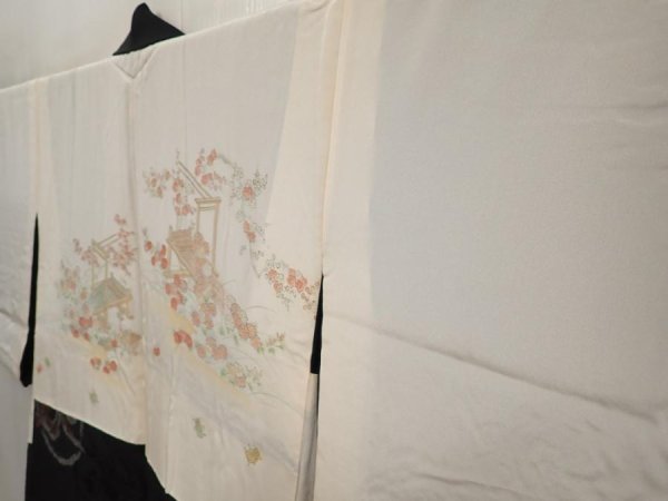 Photo8: 6616T06z610 Vintage Japanese Kimono Silk HAORI  Black (8)