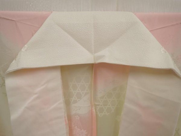 Photo5: 6616T07z700 Vintage Japanese Kimono Silk  FURISODE JUBAN Flowers Pink (5)