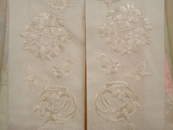 Photo6: 6616T07z700 Vintage Japanese Kimono Silk  FURISODE JUBAN Flowers Pink (6)