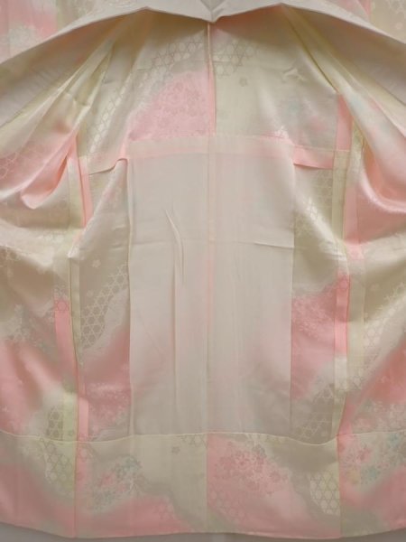 Photo8: 6616T07z700 Vintage Japanese Kimono Silk  FURISODE JUBAN Flowers Pink (8)