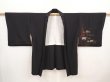 Photo5: 6616T08z550 Vintage Japanese Kimono Silk HAORI Flowers Black (5)