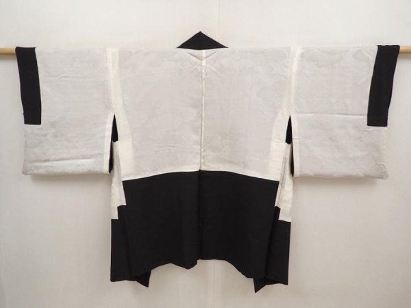 Photo6: 6616T08z550 Vintage Japanese Kimono Silk HAORI Flowers Black (6)