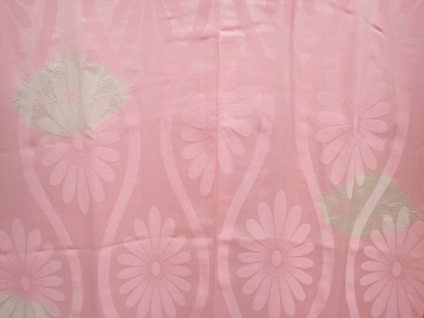 Photo3: 6616T09z690 Vintage Japanese Kimono Silk  FURISODE JUBAN Pink (3)