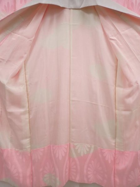 Photo8: 6616T09z690 Vintage Japanese Kimono Silk  FURISODE JUBAN Pink (8)