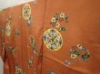 Photo2: 6616T10z630 Vintage Japanese Kimono Silk KOMON Flowers Orange-Brown (2)