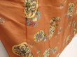 Photo3: 6616T10z630 Vintage Japanese Kimono Silk KOMON Flowers Orange-Brown (3)
