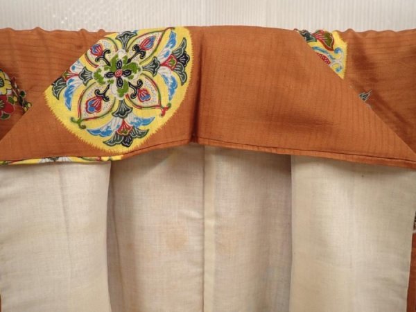 Photo8: 6616T10z630 Vintage Japanese Kimono Silk KOMON Flowers Orange-Brown (8)