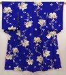 Photo1: 6616T11z640 Vintage Japanese Kimono Synthetic KOMON Flowers (1)