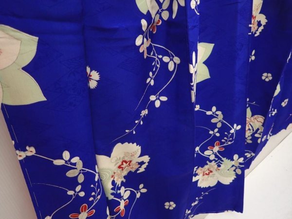 Photo3: 6616T11z640 Vintage Japanese Kimono Synthetic KOMON Flowers (3)