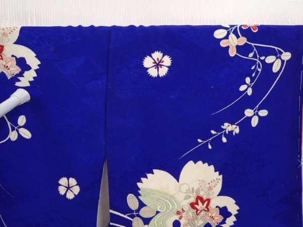 Photo8: 6616T11z640 Vintage Japanese Kimono Synthetic KOMON Flowers (8)