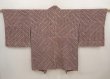 Photo2: 6617T01z610 Vintage Japanese Kimono Silk HAORI  Dark red Off-white (2)