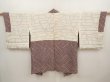 Photo6: 6617T01z610 Vintage Japanese Kimono Silk HAORI  Dark red Off-white (6)