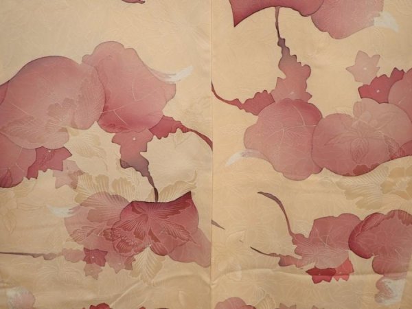 Photo3: 6617T03z600 Vintage Japanese Kimono Silk HAORI Paulownia Cream-Orange (3)