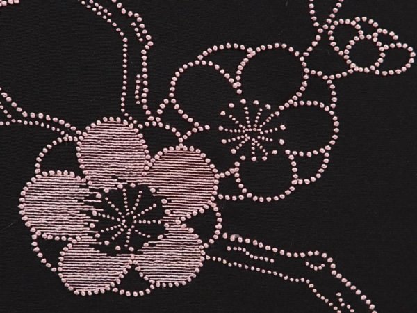 Photo4: 6617T04z660 Vintage Japanese Kimono Silk HAORI Plum blossom Black Embro (4)