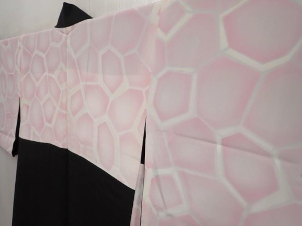 Photo8: 6617T04z660 Vintage Japanese Kimono Silk HAORI Plum blossom Black Embro (8)
