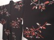 Photo2: 6617T06z650 Vintage Japanese Kimono Silk HAORI Leaf Black (2)